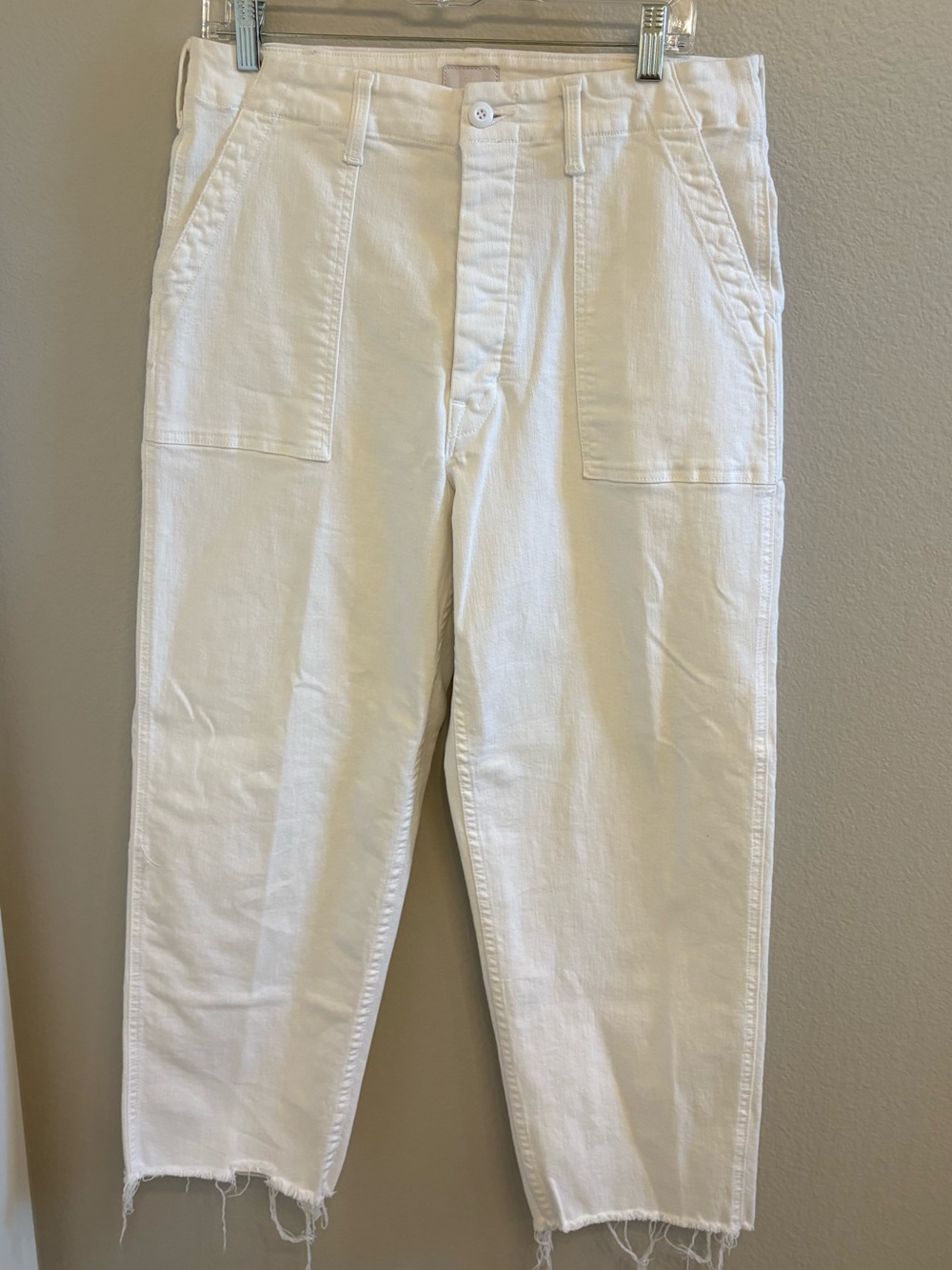MOTHER White High-Rise Cropped Jeans